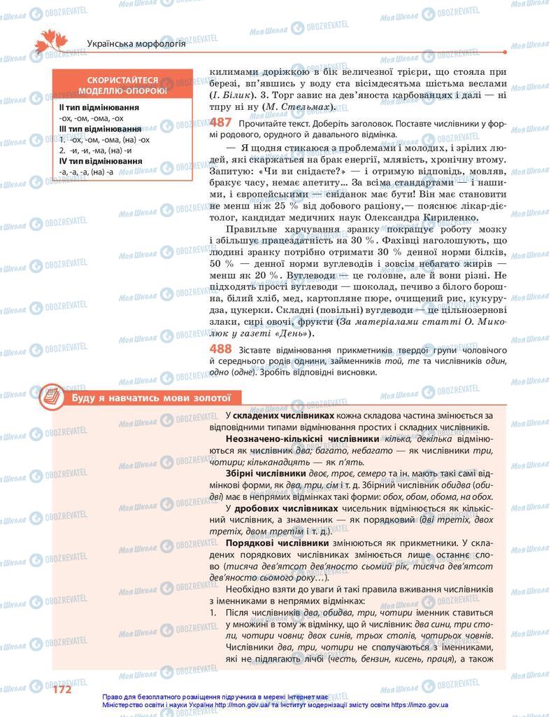 Підручники Українська мова 10 клас сторінка 172