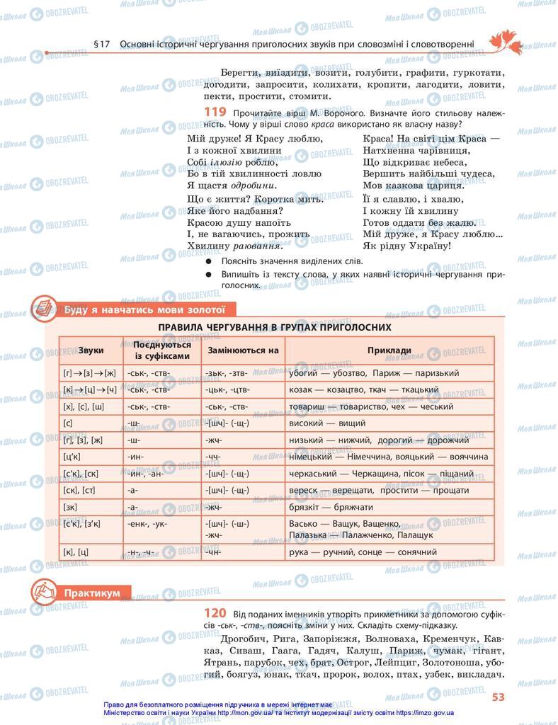 Підручники Українська мова 10 клас сторінка 53