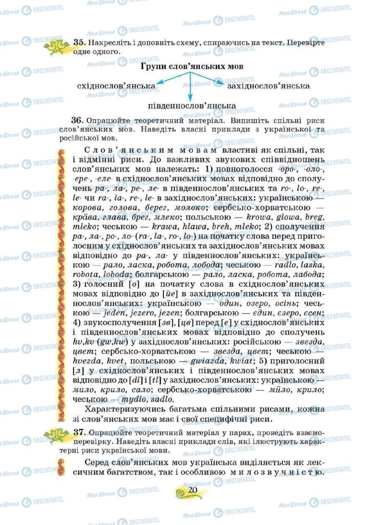 Учебники Укр мова 10 класс страница 20