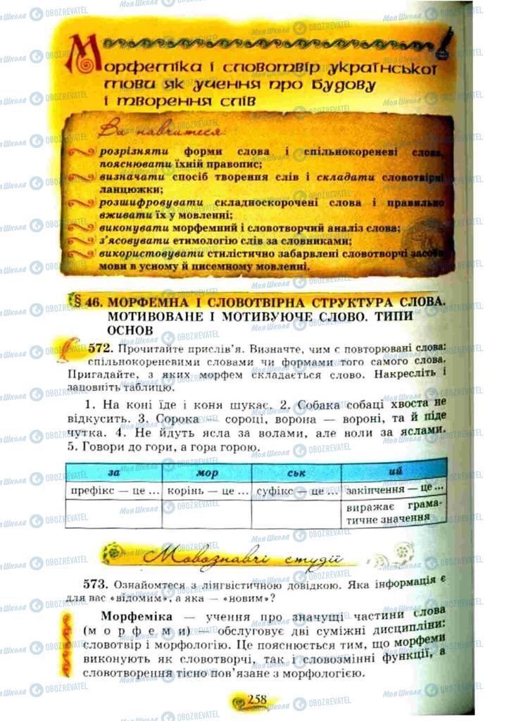 Учебники Укр мова 10 класс страница  258