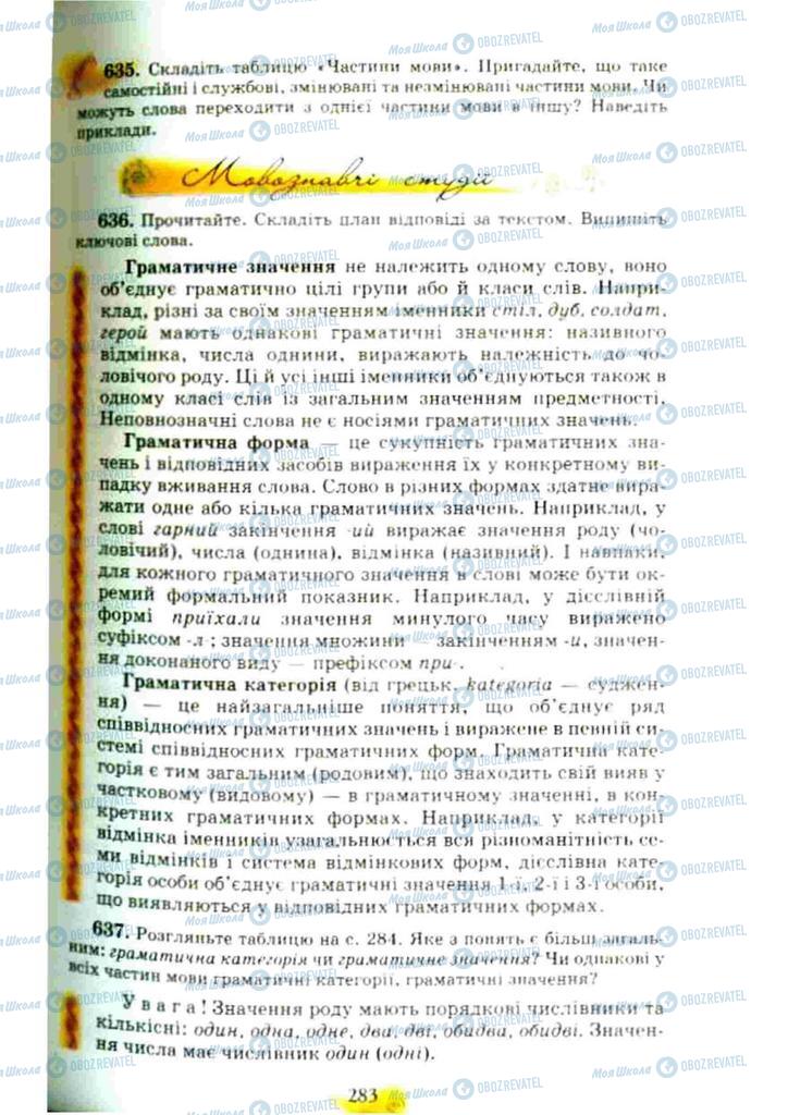 Підручники Українська мова 10 клас сторінка 283