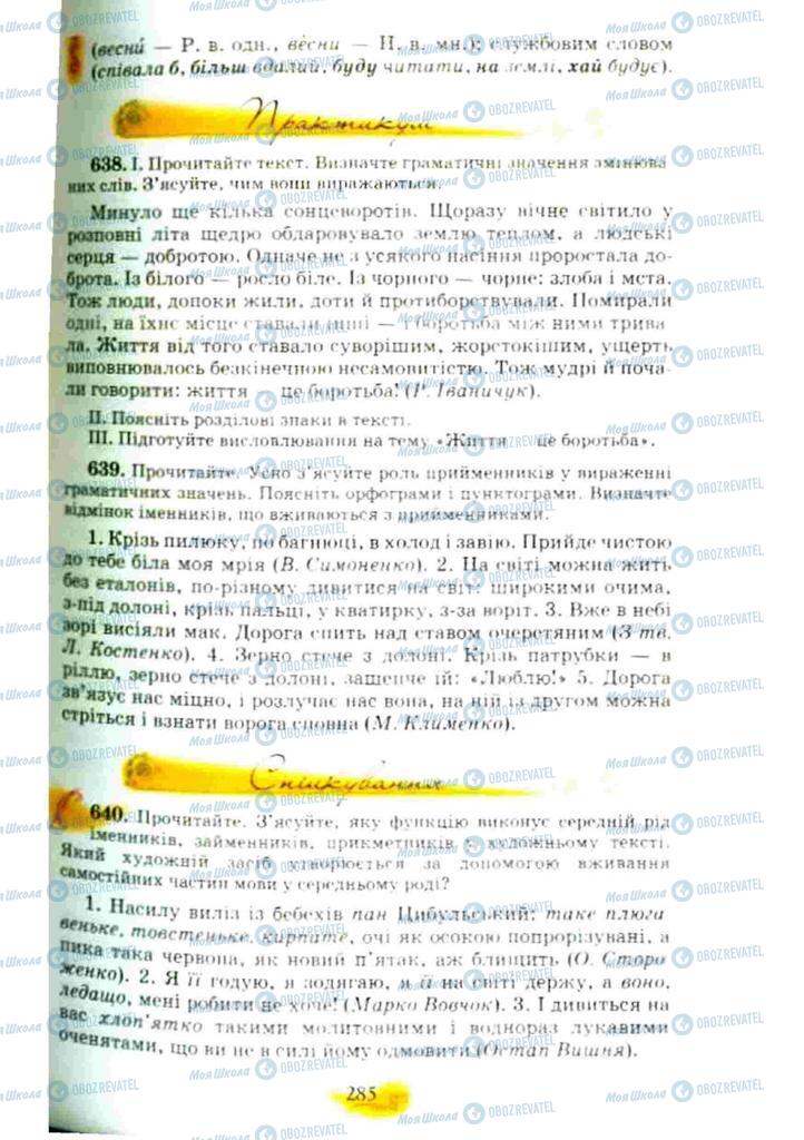 Підручники Українська мова 10 клас сторінка 285