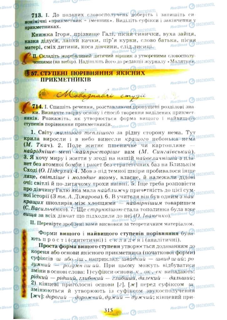 Підручники Українська мова 10 клас сторінка 315