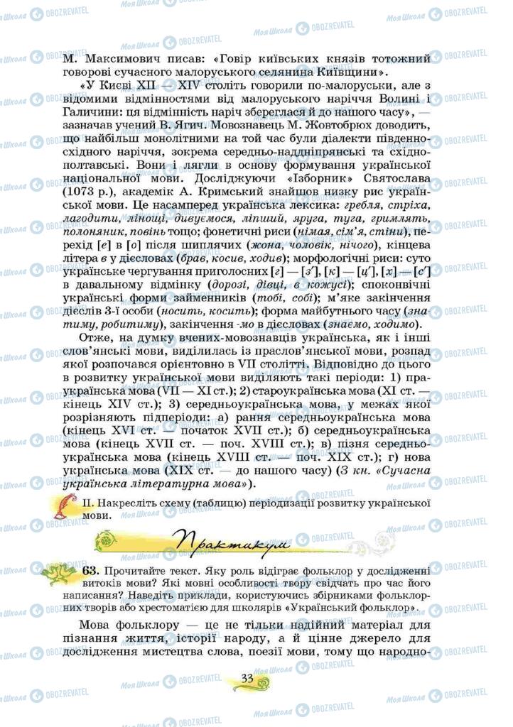 Учебники Укр мова 10 класс страница  33