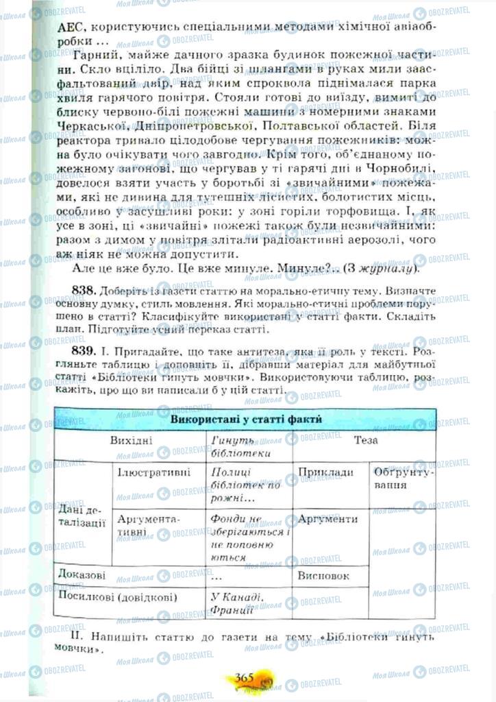 Підручники Українська мова 10 клас сторінка 365