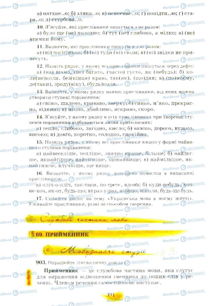 Учебники Укр мова 10 класс страница  391