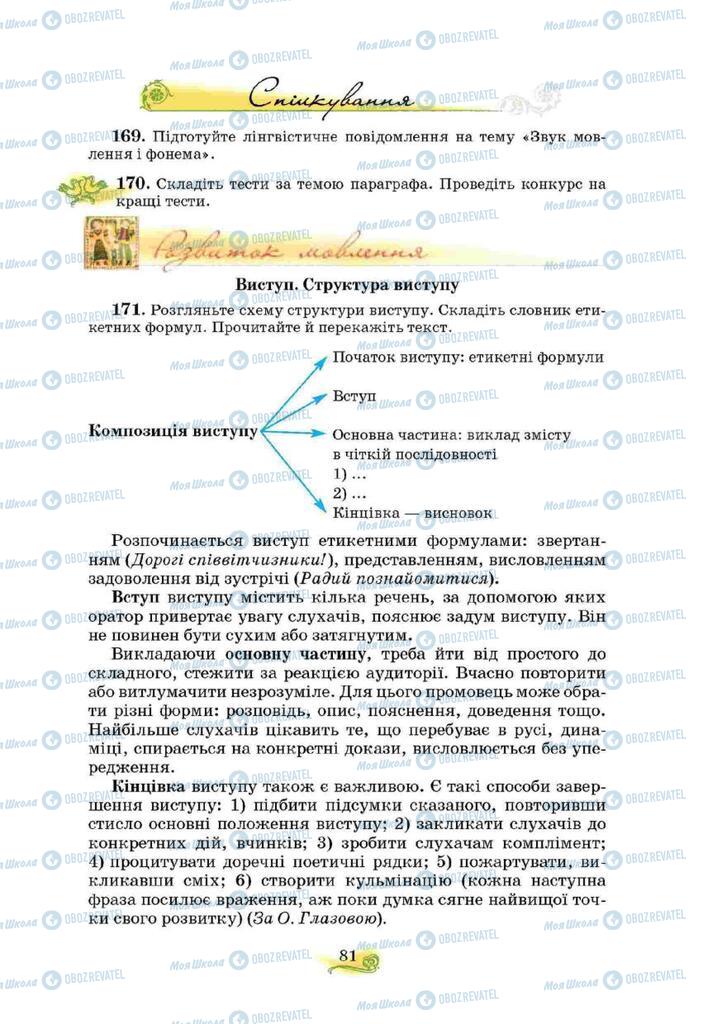 Підручники Українська мова 10 клас сторінка 81