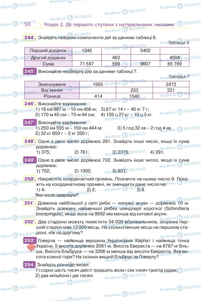 Підручники Математика 5 клас сторінка 56