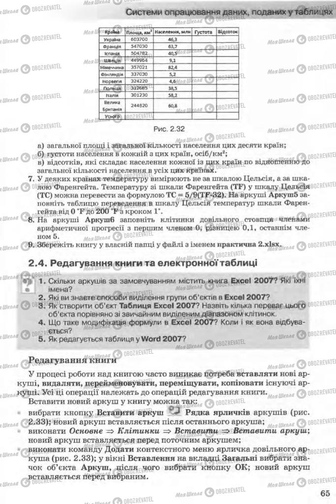 Підручники Інформатика 11 клас сторінка 65