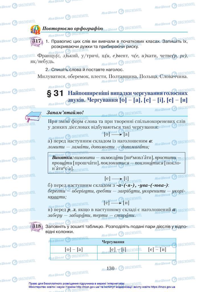 Підручники Українська мова 5 клас сторінка 130