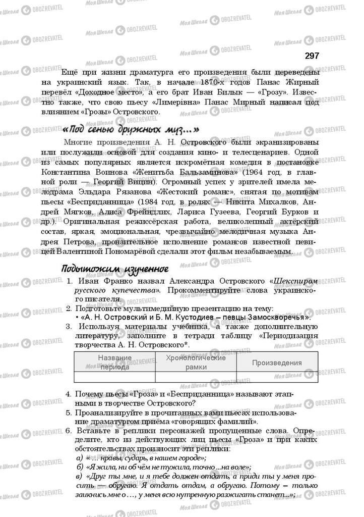 Підручники Російська література 10 клас сторінка 297