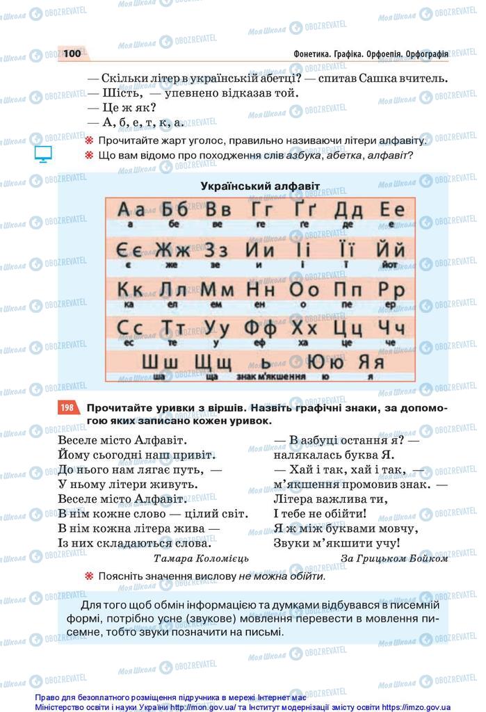 Підручники Українська мова 5 клас сторінка 100