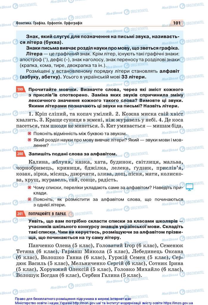 Учебники Укр мова 5 класс страница 101