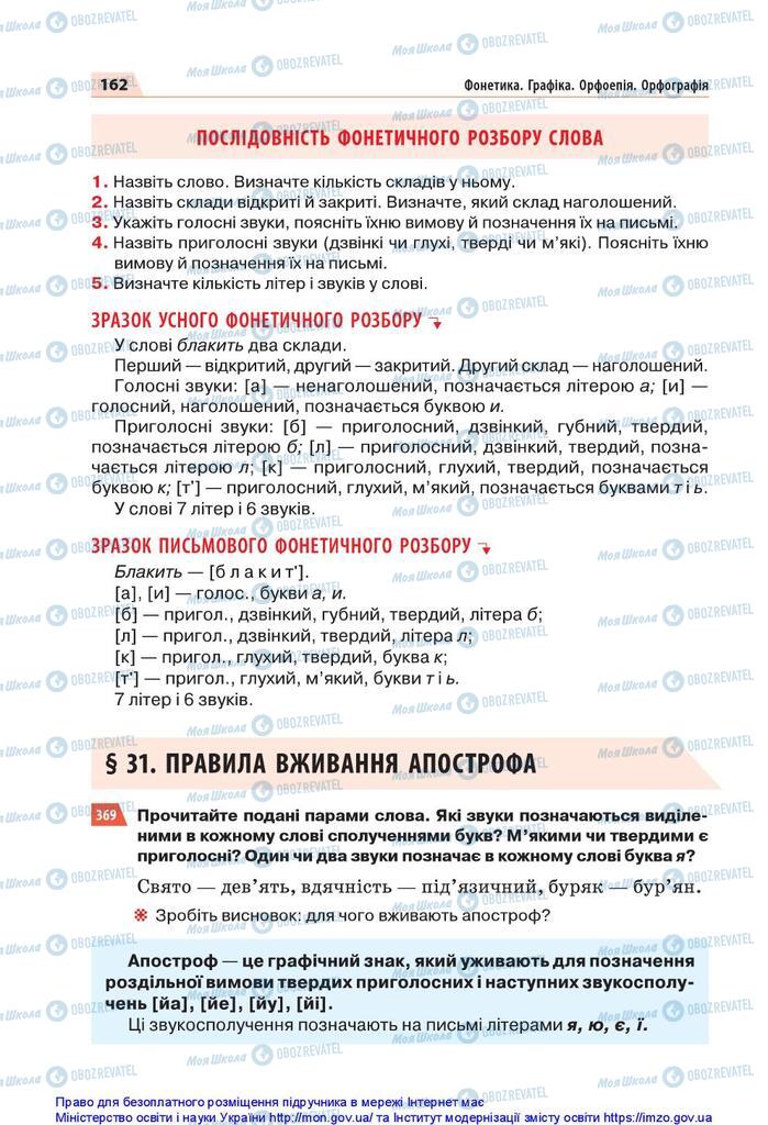 Підручники Українська мова 5 клас сторінка 162