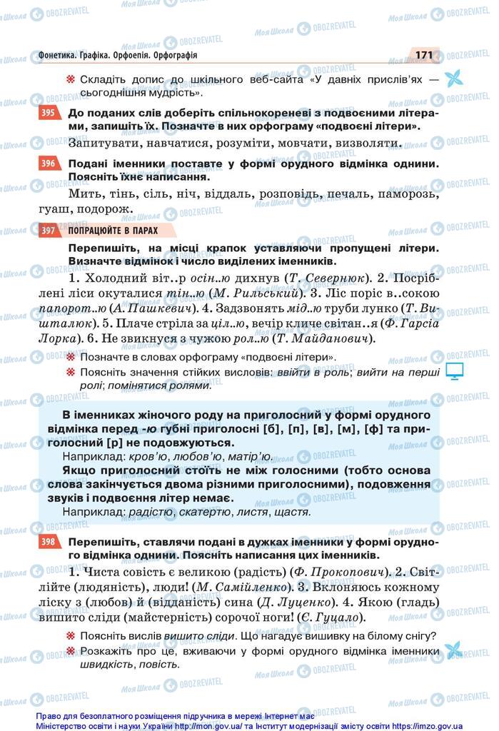 Підручники Українська мова 5 клас сторінка 171