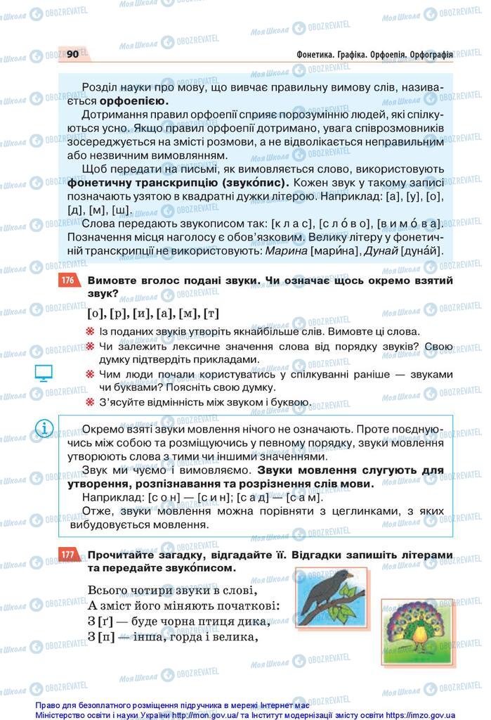 Підручники Українська мова 5 клас сторінка  90