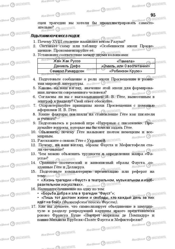 Підручники Російська література 10 клас сторінка 95