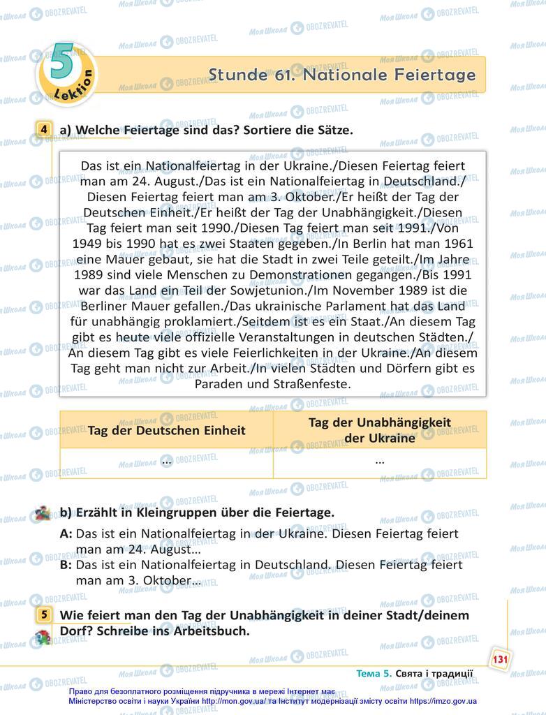 Підручники Німецька мова 5 клас сторінка 131
