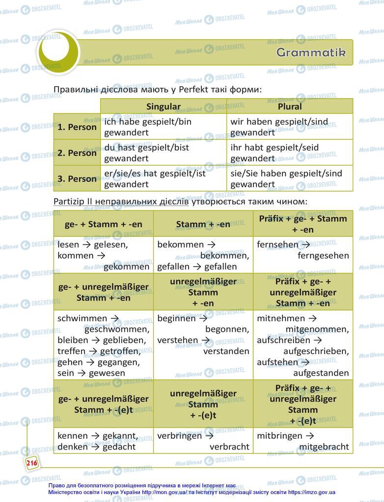 Підручники Німецька мова 5 клас сторінка 216