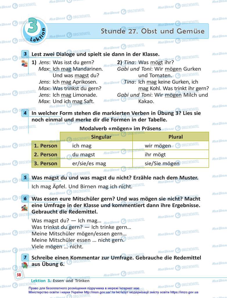 Підручники Німецька мова 5 клас сторінка 58