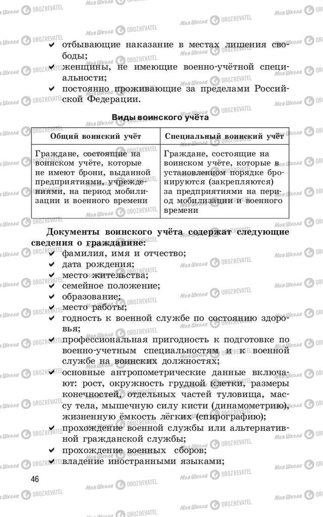 Підручники ОБЖ 11 клас сторінка  46