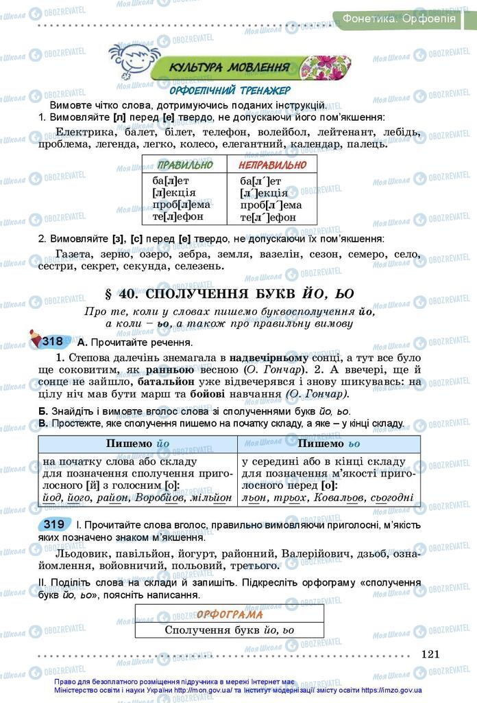 Підручники Українська мова 5 клас сторінка 121