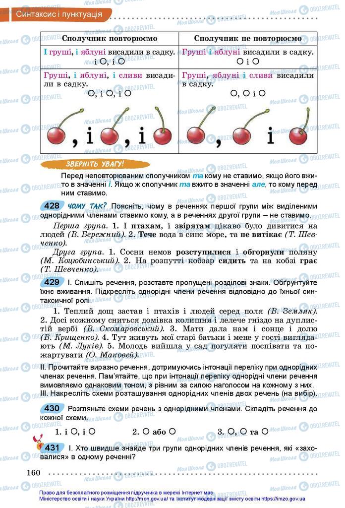 Підручники Українська мова 5 клас сторінка 160