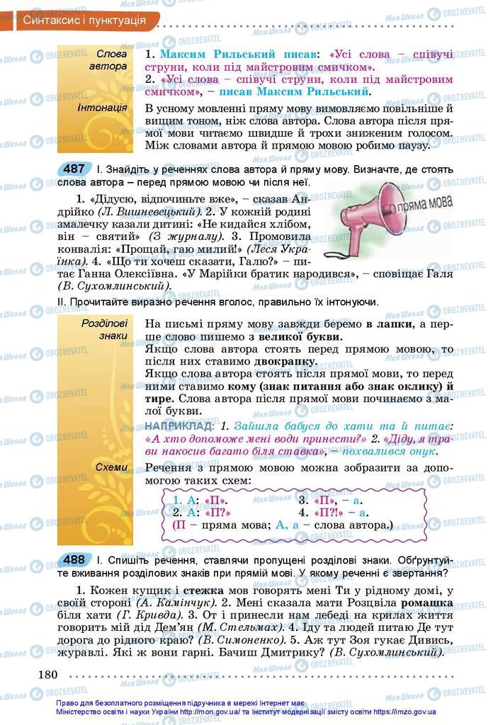 Підручники Українська мова 5 клас сторінка 180