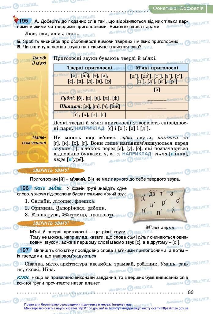 Підручники Українська мова 5 клас сторінка 83