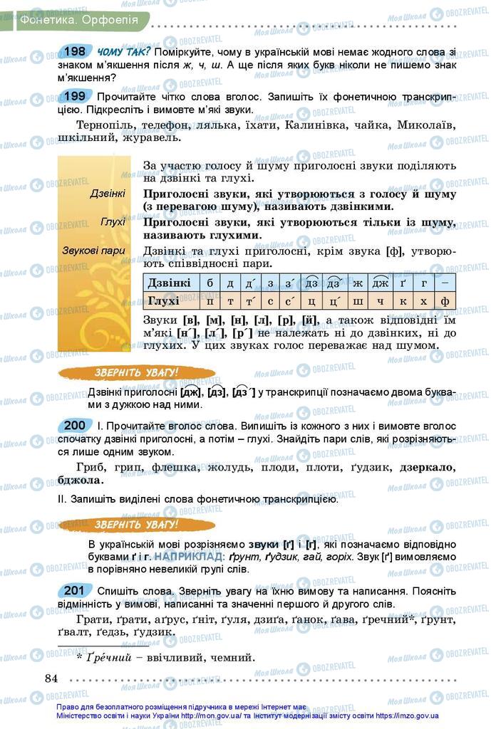 Підручники Українська мова 5 клас сторінка 84