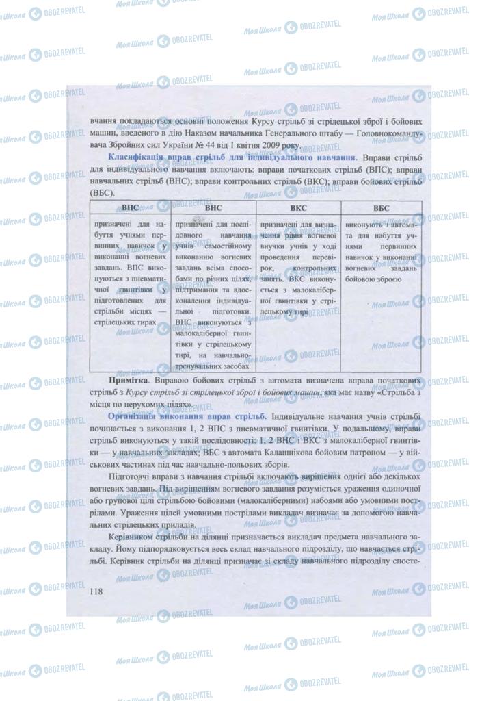 Підручники Захист Вітчизни 11 клас сторінка 118