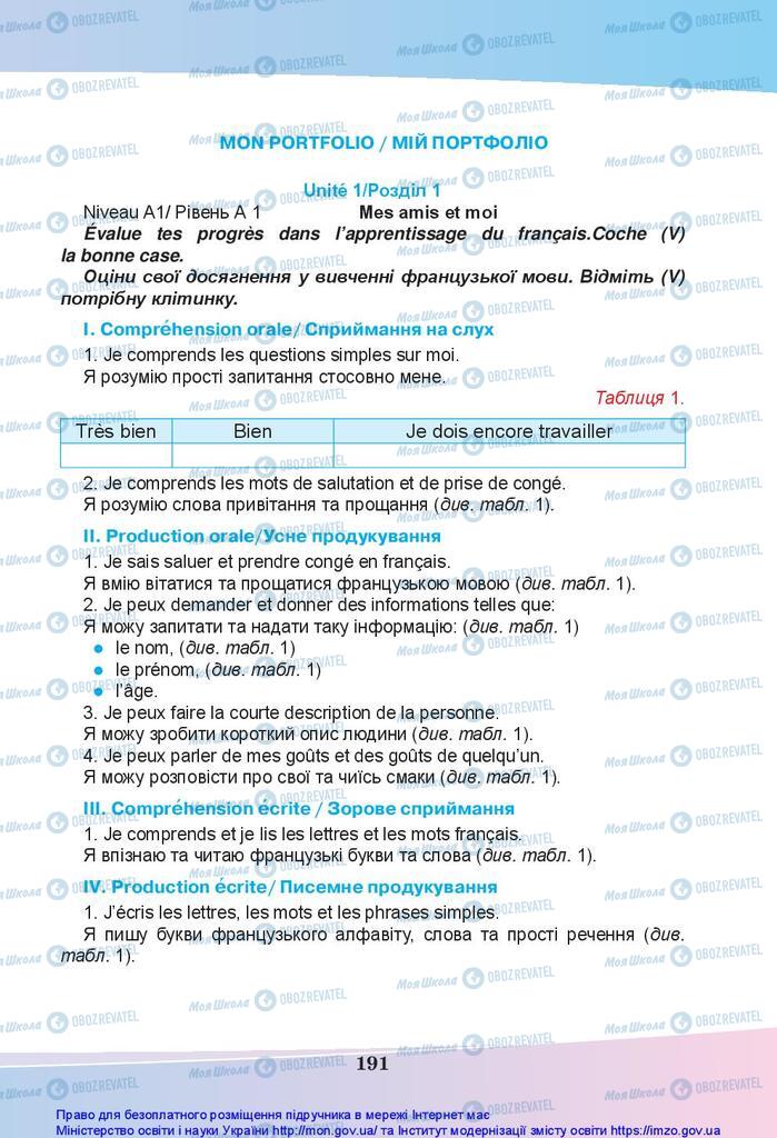 Підручники Французька мова 5 клас сторінка 191