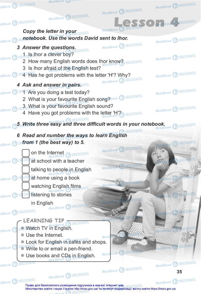 Підручники Англійська мова 5 клас сторінка 35
