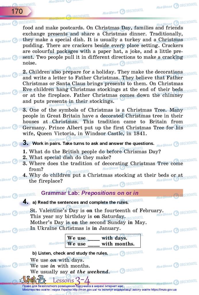 Підручники Англійська мова 5 клас сторінка 170