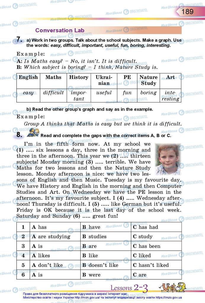 Підручники Англійська мова 5 клас сторінка 189