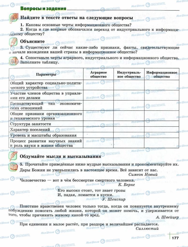 Підручники Суспільствознавство 10 клас сторінка  177