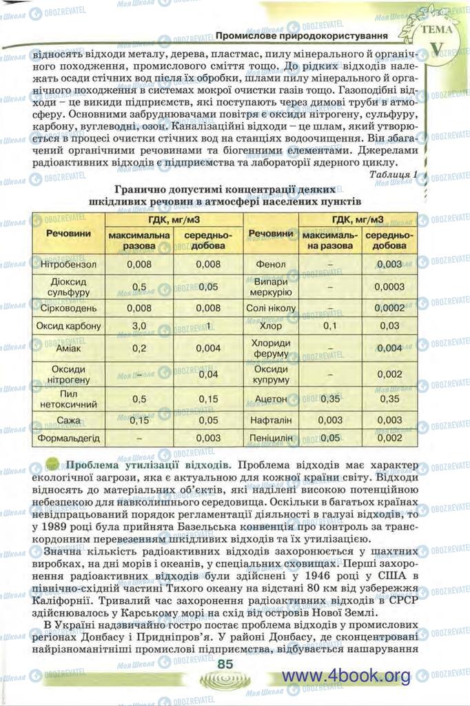 Підручники Екологія 10 клас сторінка 85