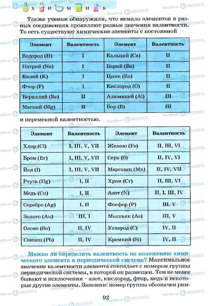 Підручники Хімія 7 клас сторінка 92