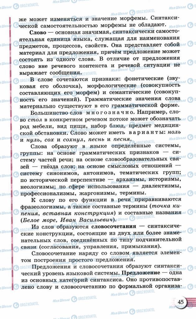 Підручники Російська мова 10 клас сторінка  45