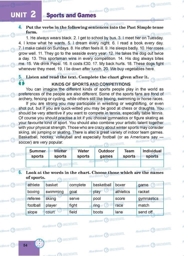 Підручники Англійська мова 7 клас сторінка 54