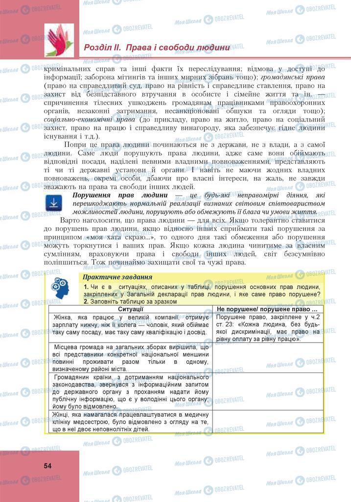 Підручники Громадянська освіта 10 клас сторінка 54