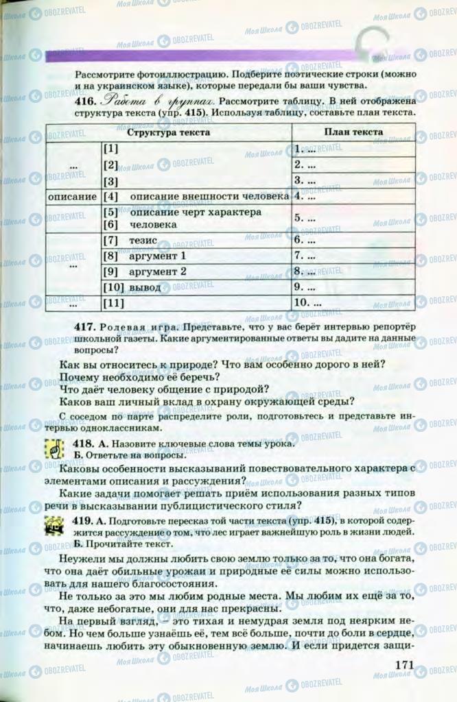 Підручники Російська мова 8 клас сторінка 171