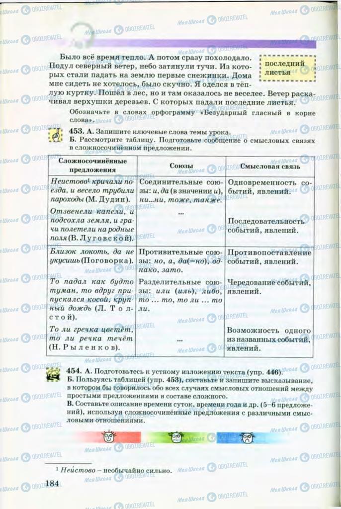 Учебники Русский язык 8 класс страница 184