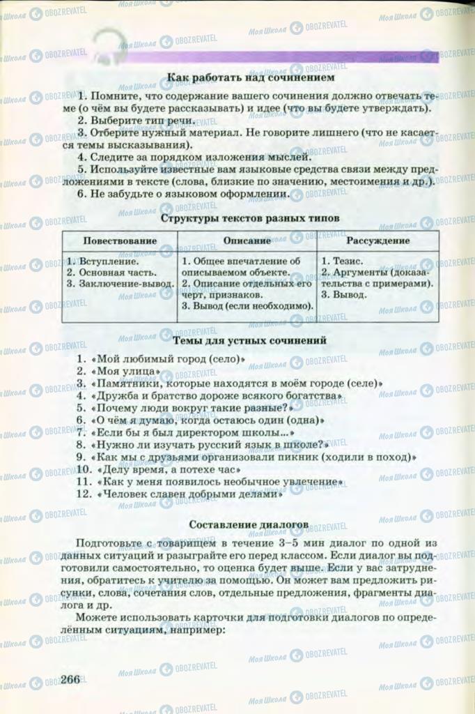 Підручники Російська мова 8 клас сторінка 266
