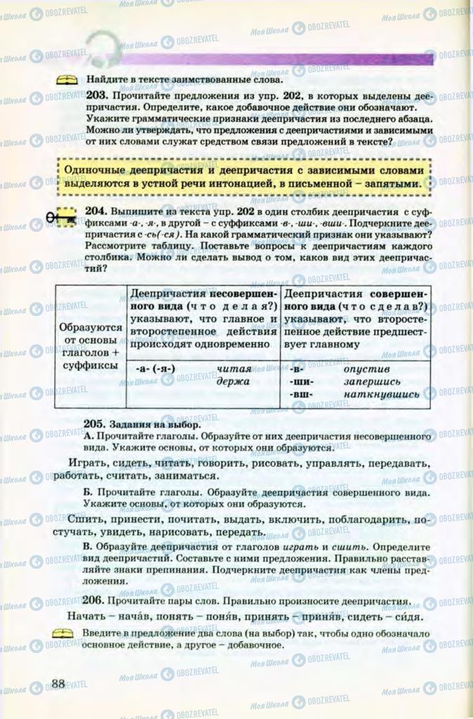 Підручники Російська мова 8 клас сторінка 88