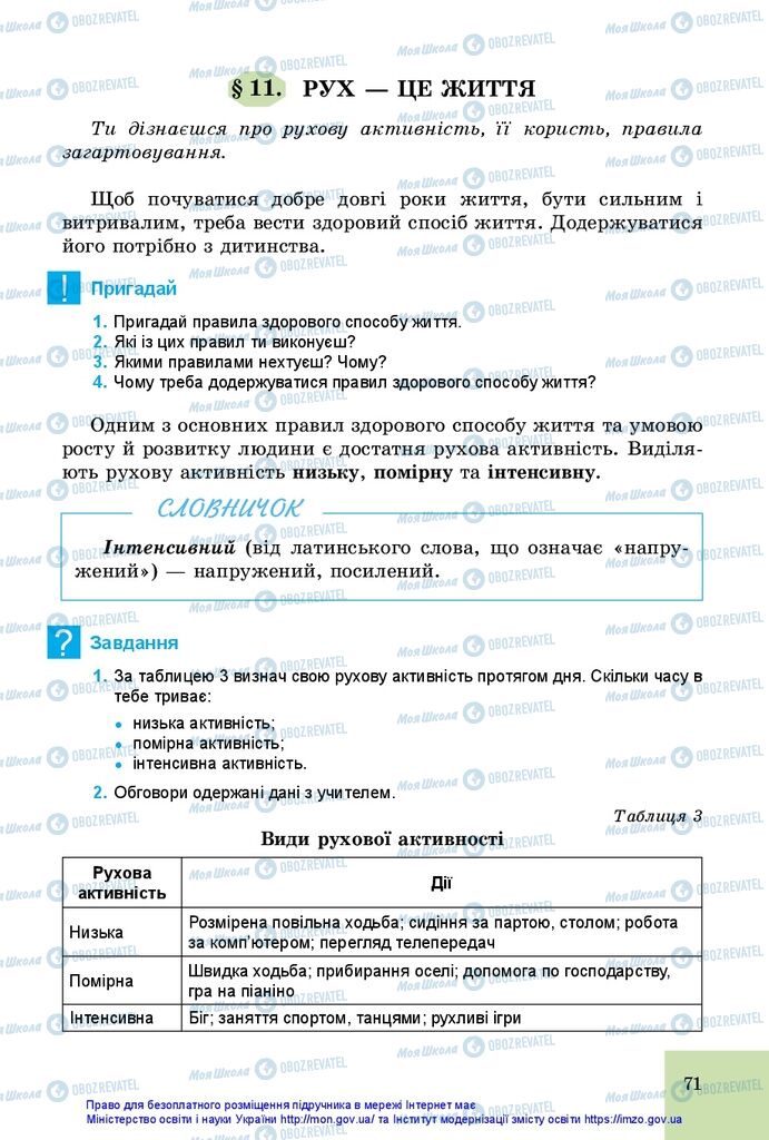 Підручники Основи здоров'я 5 клас сторінка 71