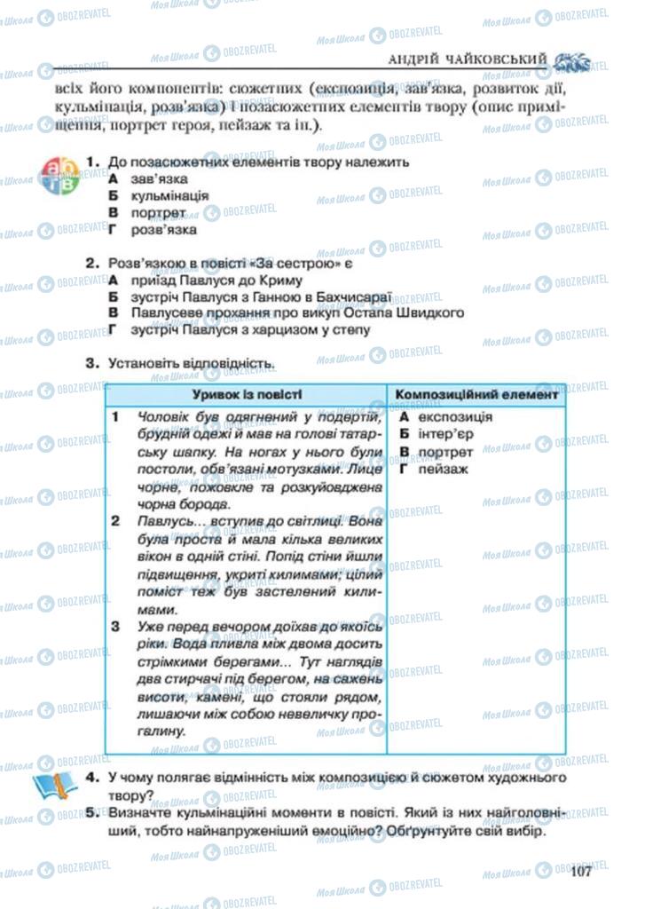 Підручники Українська література 7 клас сторінка 107