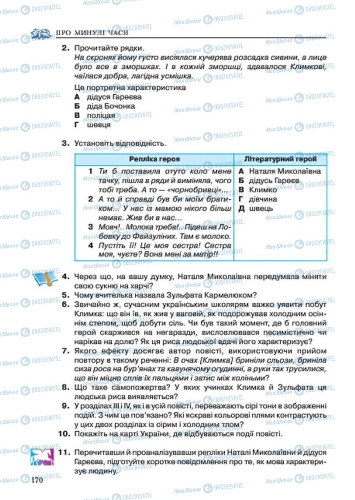 Підручники Українська література 7 клас сторінка 170