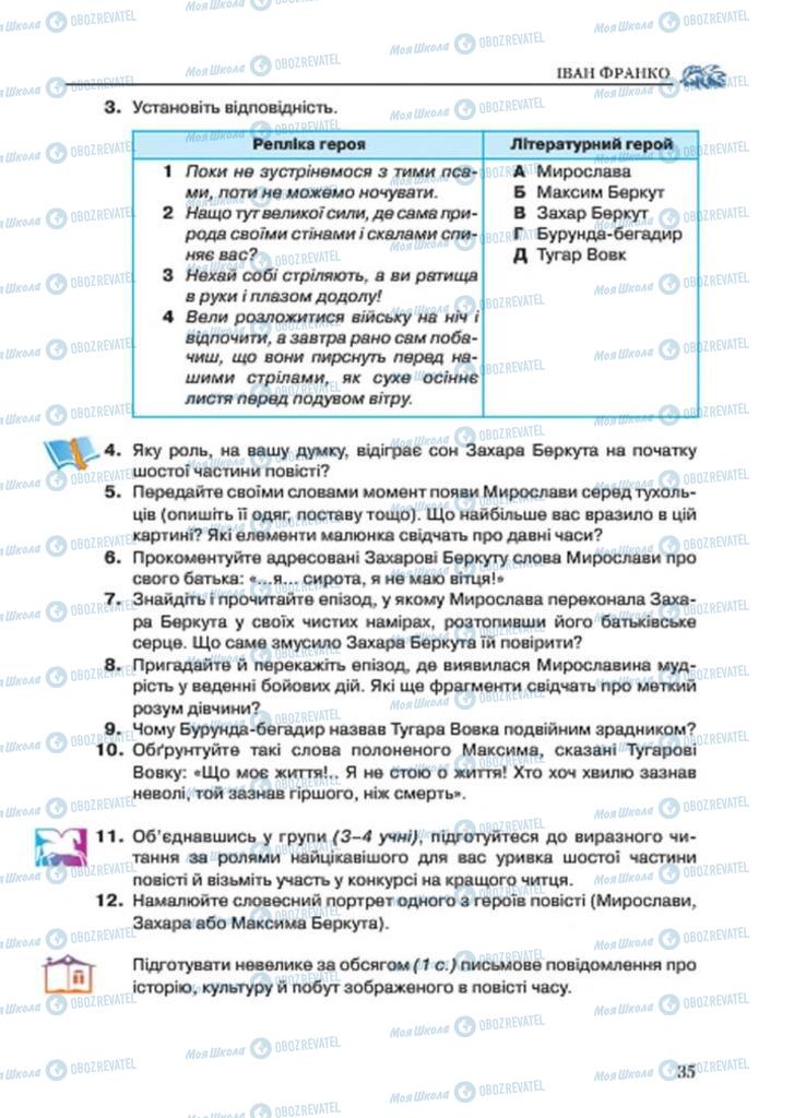 Підручники Українська література 7 клас сторінка 35