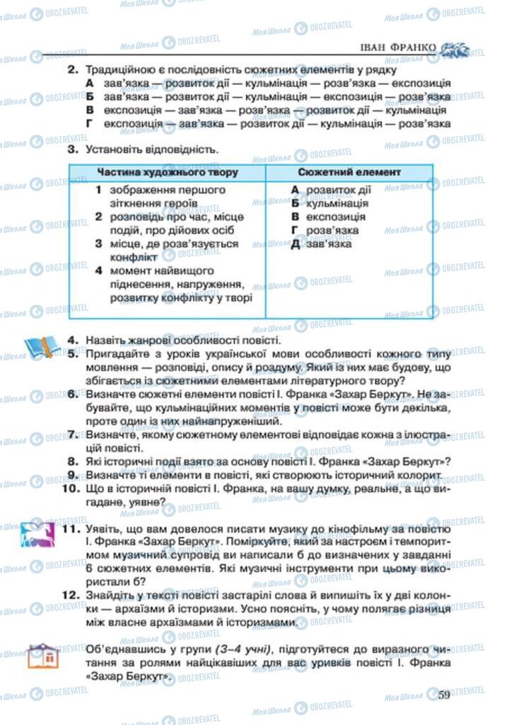 Підручники Українська література 7 клас сторінка 59